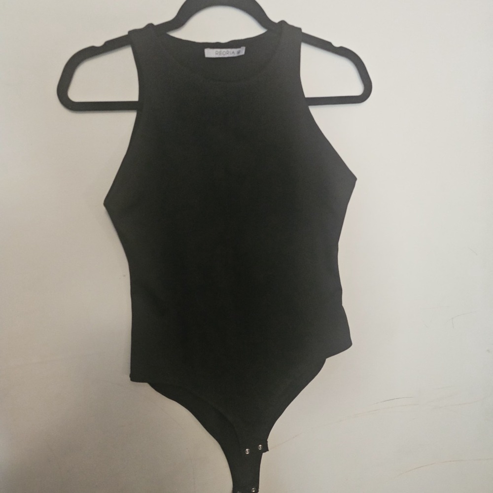 REORIA Women's Sleeveless Black Bodysuit Size Medium Club‎ Party Dance